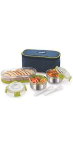 Buy Magnus Hybrid 5 Airtight Stainless Steel 5 Containers Lunch Box ...