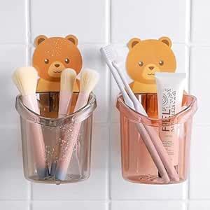 InfiSoul Teddy Bear Toothbrush & Toothpaste Holder – Wall-Mounted Kids ...