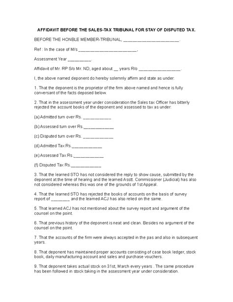 Affidavit before sales tax tribunal - AFFIDAVIT BEFORE THE SALES-TAX ...