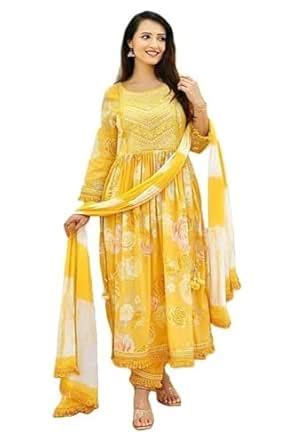 Buy Srishti Creation Women's Rayon Round Neck 3/4 Sleeves Embrioday ...