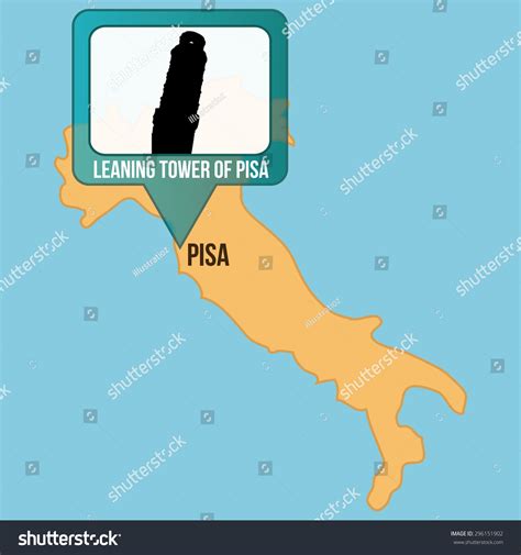Isolated Map Italy Leaning Tower Pisa Stock Vector (Royalty Free ...