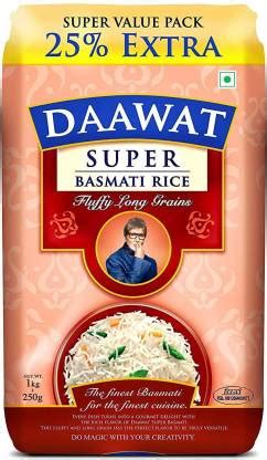 Daawat Super Basmati Rice (25% Extra in Pack) Basmati Rice (Long Grain ...