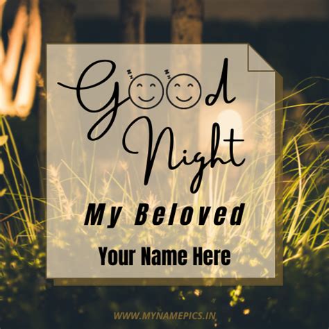 Good Night My Beloved Romantic Greeting With Name