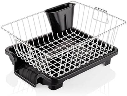 Amazon Brand - Solimo Plastic Dish Drainer, (Black , 51 cm * 33 cm * 27 ...
