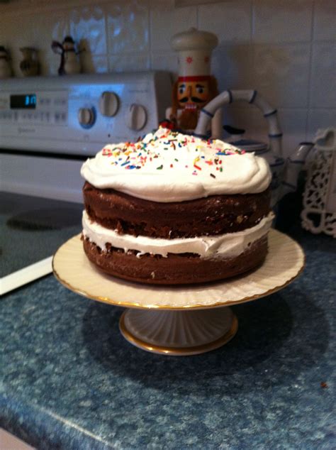 Chocolate Cake with Cool Whip Frosting and White Chocolate Pudding Mix