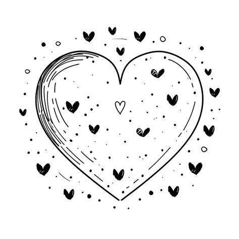 Stunning depicting one line drawing of a pink heart with small hearts ...