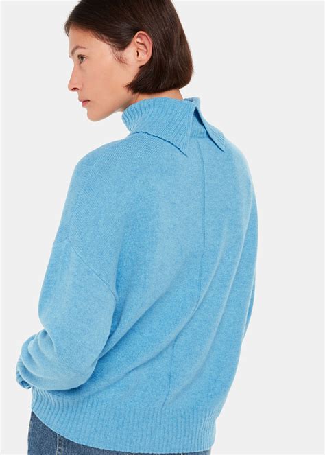 Blue Wool Roll Neck Pocket Sweater | WHISTLES | Whistles UK
