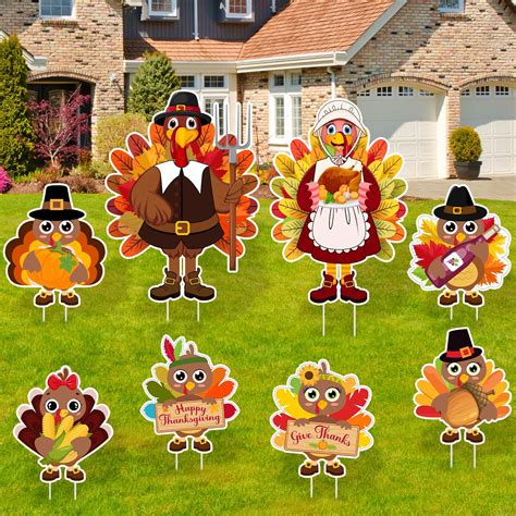 Amazon.com : 11Pcs Thanksgiving Yard Decorations Outdoor Turkey Yard ...
