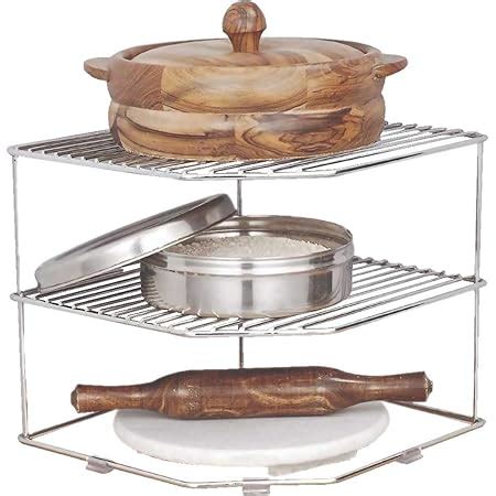 Decorlay 3-Tier Iron Kitchen Storage Corner Rack, Shelf Plate Rack ...