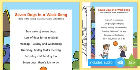 Seven Days of the Week Nursery Rhyme - Twinkl