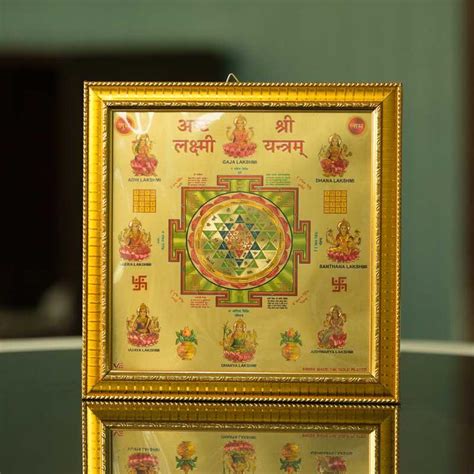 Buy Golden Framed Shri Ashta Laxmi Yantra Online in India - Mypoojabox.in