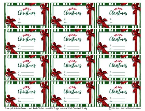Free Printable Holiday Gift Tags – A Well Crafted Party