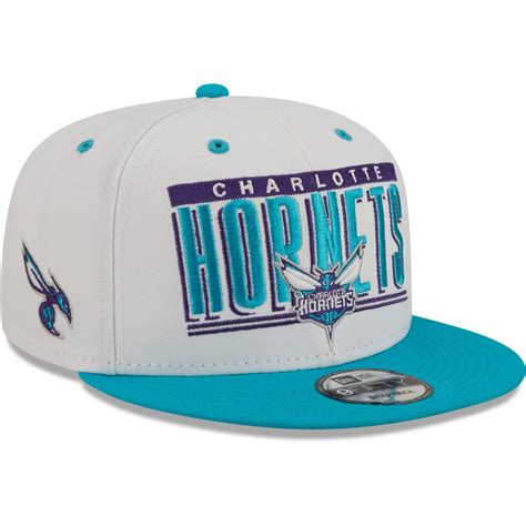 Charlotte Hornets New Era Retro Title 9FIFTY Snapback Hat - White/Teal ...