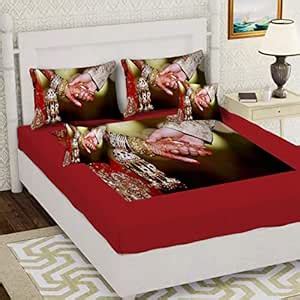 MNPJ Creations Digital Printed Velvet King Size Double Bedsheet with 2 ...