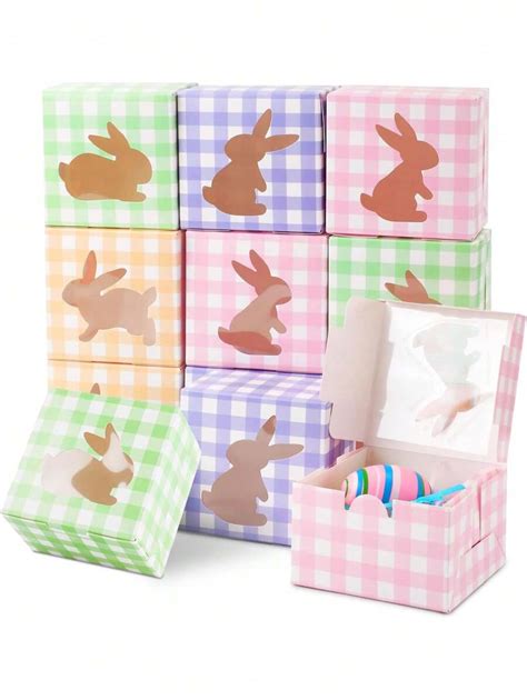 4pcs Easter Gift Boxes, Featuring Rabbit-Shaped Windows And Colorful ...