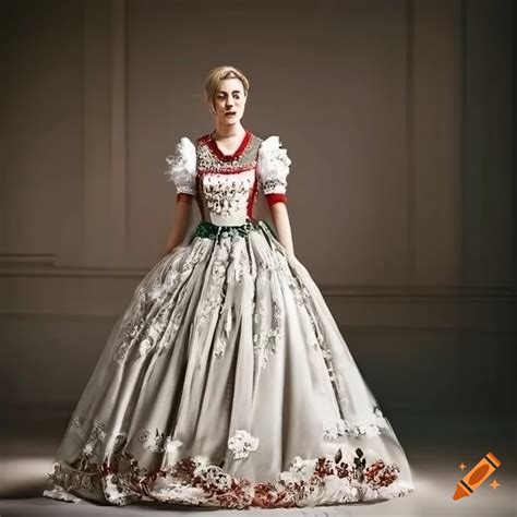 A breathtaking traditional German wedding dress with intricate ...