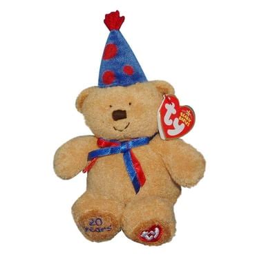 Ty Beanie Baby: Happy Birthday the Bear - Orange - Holding Gift ...