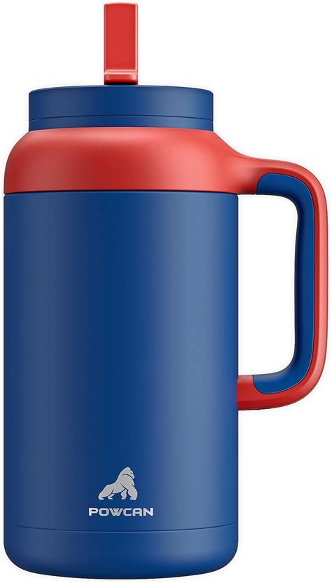 Amazon.com | POWCAN 64 oz Mug Tumbler with Handle, 2-in-1 Straw Lid ...