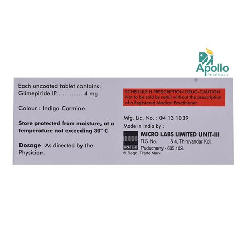 Diapride-4 Tablet 10's Price, Uses, Side Effects, Composition - Apollo ...