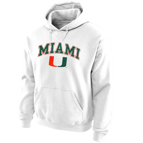 New Agenda Miami Hurricanes White Midsize Arch Over Logo Hoodie