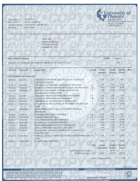 Image result for NursingCAS Transcript Form
