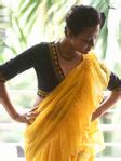 Cotton Black V Neck Blouse With Border Design|Shona|Suta