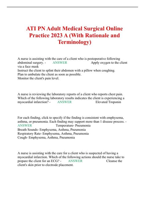 ATI PN Adult Medical Surgical Online Practice 2023 A (With Rationale and Terminology) - NGN ATI ...