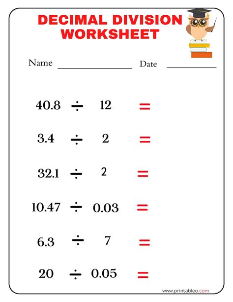 41+ Decimal Division Number Worksheet With Lesson Plan