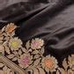 Shop Jet Black Plain Pure Katan Silk Kadwa Meenakari Banarasi Saree ...