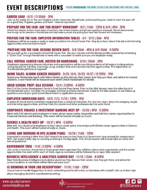 Career Development Center Fall 2021 Events - Graduate Writing Studies