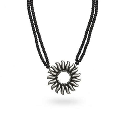House of Aadyaa - Elegant Surya Mangalsutra Silver Pendant
