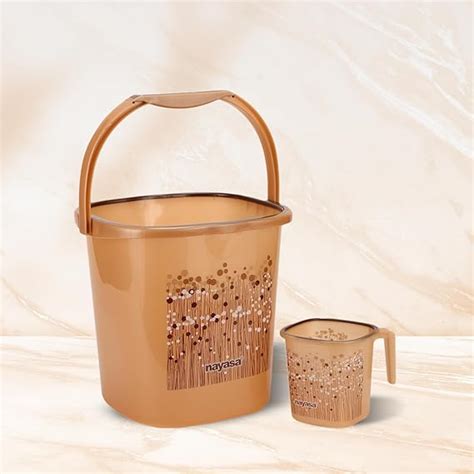 Nayasa Square Ring Funk Plastic Bucket Set for Bath | Bucket and Mug ...