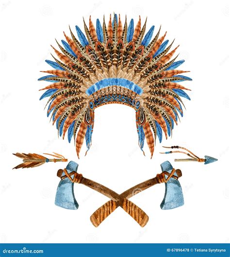 Native American Headdresses Stock Illustration - Illustration of ...
