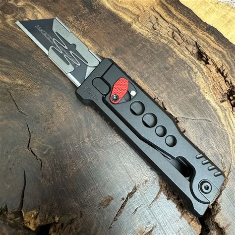 Reate EXO-U Utility Gravity Knife Black Aluminum Speed Hole Handles ...