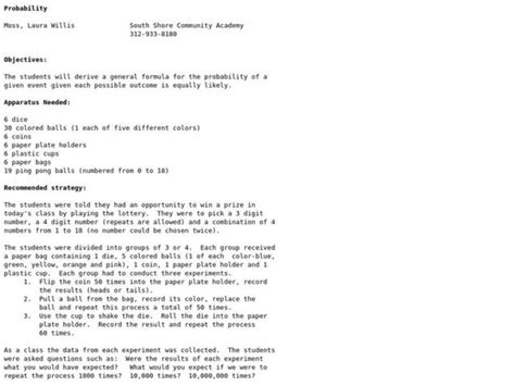 Image result for Lesson Plan About Probability