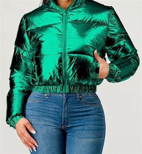 GREEN METALLIC PUFFER JACKET – Angikole Boutique