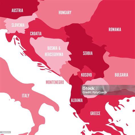 Political Map Of Balkans States Of Balkan Peninsula Four Shades Of Pink Vector Illustration ...