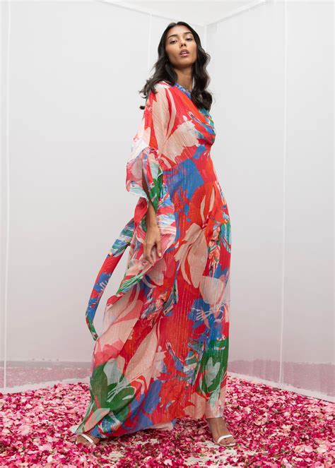 Cotton Lurex Printed One Shoulder Kaftan for women by Mandira Wirk ...