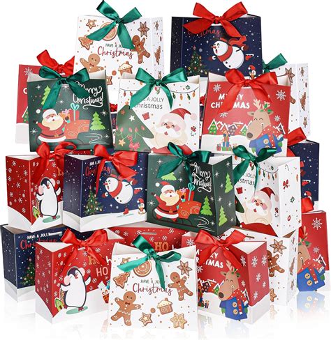 Amazon.com: 24Pack Small Christmas Gift Bags,8 Designs Mini Holiday ...