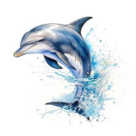 Premium AI Image | Hyperrealistic Watercolor Dolphin Painting With High Contrast