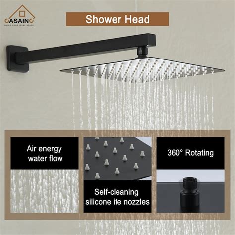 CASAINC Brushed Nickel 10-in Built-In Shower Faucet System with 3-way ...