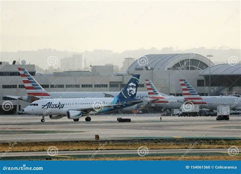 Alaska Airlines Taxiing in Los Angeles Airport LAX Editorial Image ...