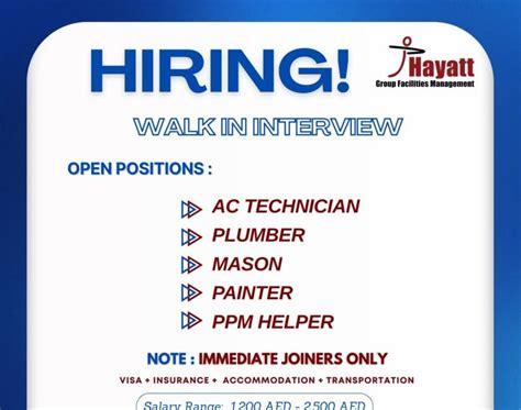 Walk-in Interview: Hayatt Group Facilities Management Careers 2026 ...
