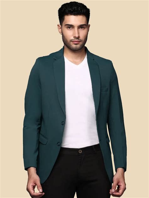 Shop Men's Teal Solid Single Breasted Blazer | Showoffff