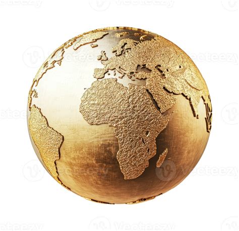Golden globe featuring detailed relief map of africa, europe, and asia, cut out 57901422 PNG - map of africa europe and asia