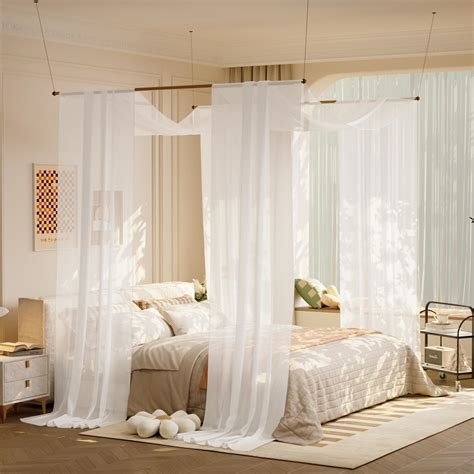 Amazon.com: Linentalks Sheer Canopy Bed Curtains for King, Queen, Full ...