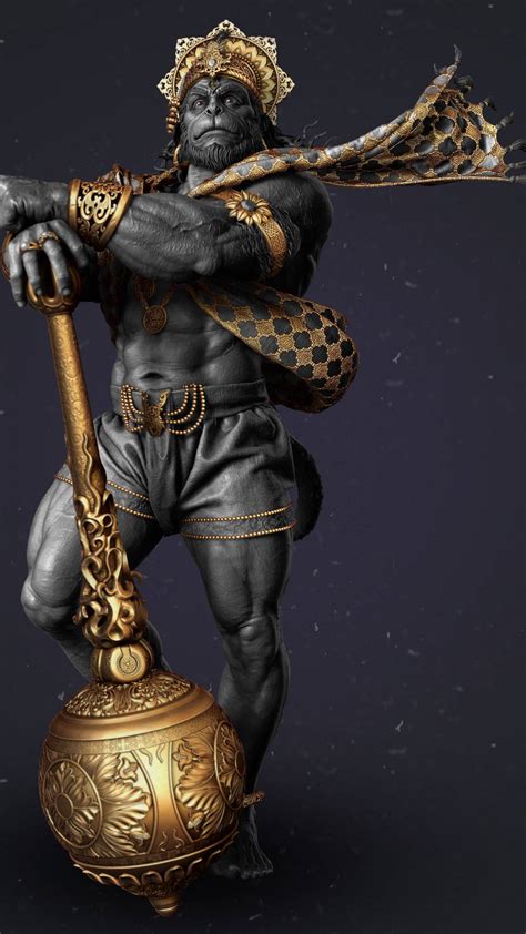 Download Hindu God Hanuman Black And Gold Wallpaper | Wallpapers.com