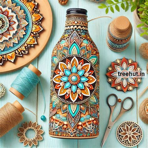 Mandala Bottle Decoration Ideas, Bottle Craft Ideas