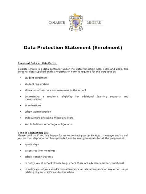 Image result for Data Protection Statement Examples