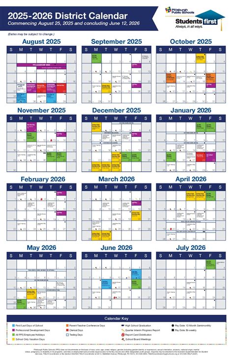 Pittsburgh Public Schools Calendar 2025-2026 | Holidays